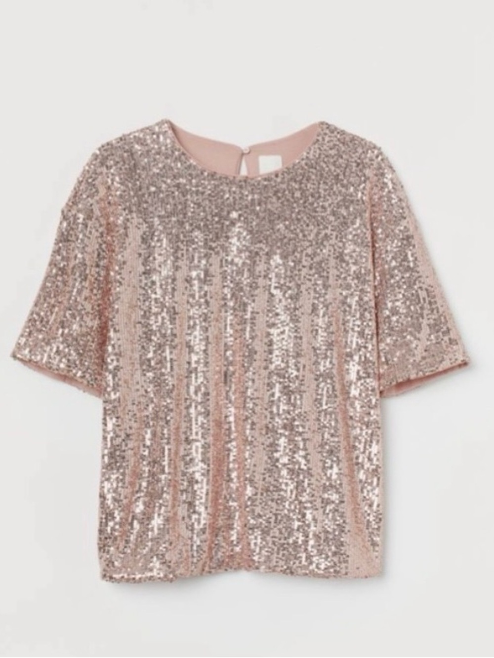 H&M Rose Gold Sequin Short Sleeve Top